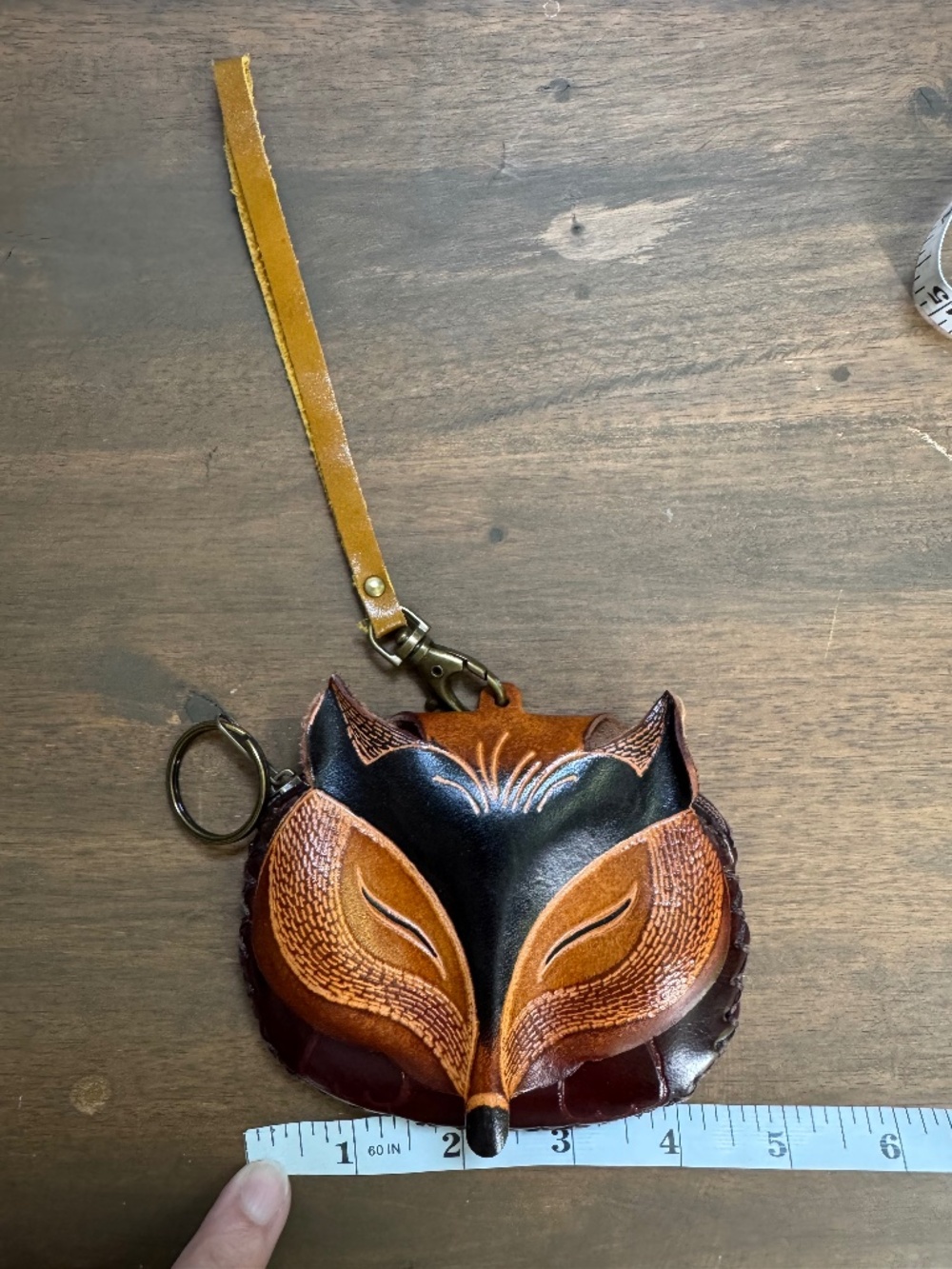 Fox Coin Purse Wristlet Bag Charm Handmade Tooled Leather